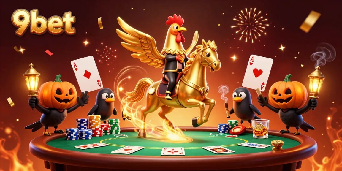 Experience exciting casino action with 9bet's golden rooster at the heart of the game.