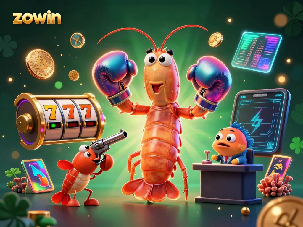 Experience the vibrant action of zouin with colorful slots and a lively underwater theme featuring a mantis shrimp.