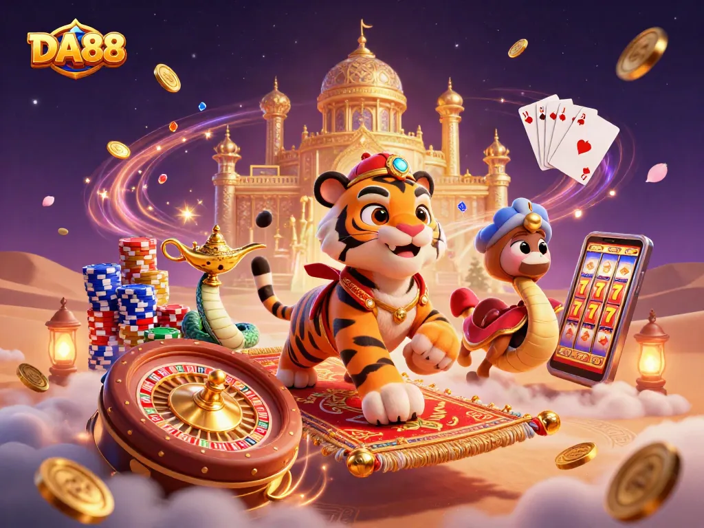 Spin the vibrant DA88 slots and join the tiger sultan for a magical gaming adventure!