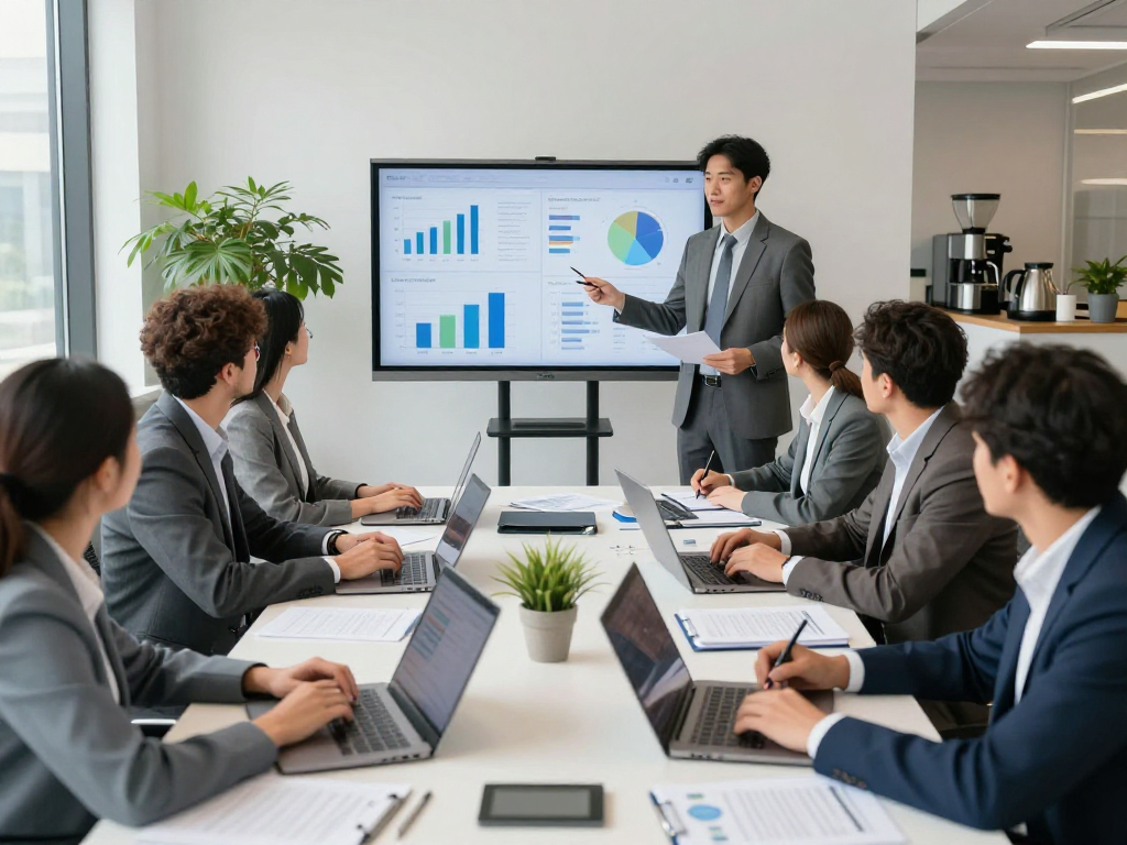 Wissen / Blog-Hub: Teamarbeit und Datenschutz in einer modernen Büroumgebung.