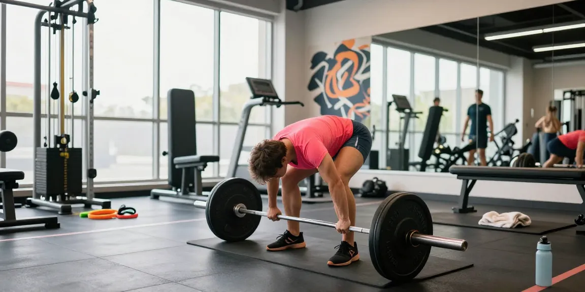 Ein Sportler im Steroidshop beim Deadlift mit perfekter Technik im modernen Fitnessstudio.