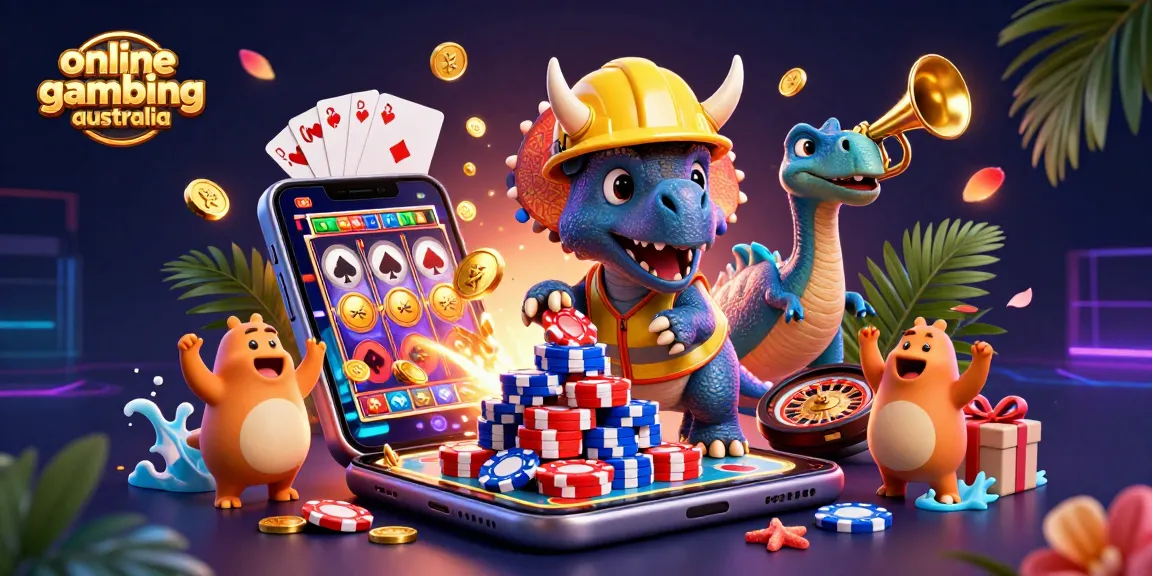 Celebrate with a vibrant scene of online gambling Australia featuring dynamic casino elements.